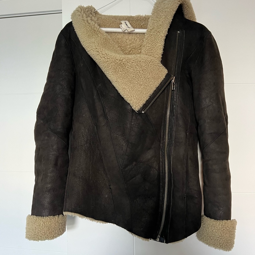 Helmut Lang Black Teddy Jacket with Cream Accents